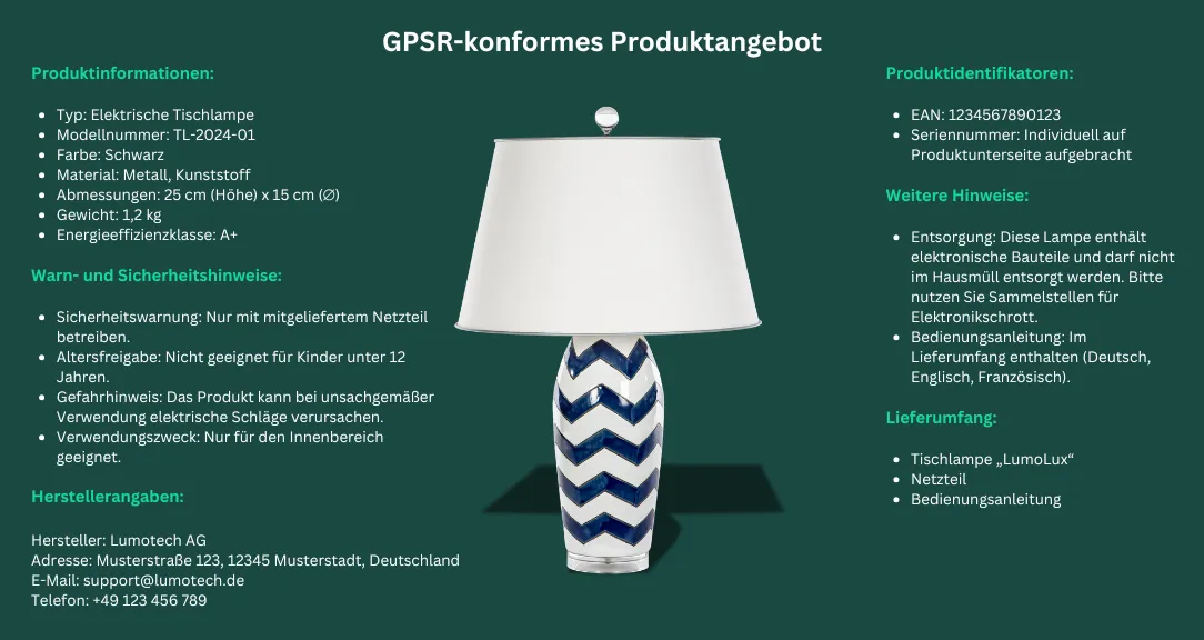 Produktsicherheitsverordnung-konformes Produkt Beispiel für Online-Händler