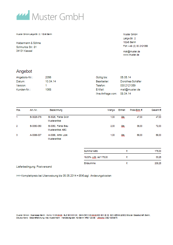 Angebotsvorlage Kostenlos Downloaden I Weclapp 