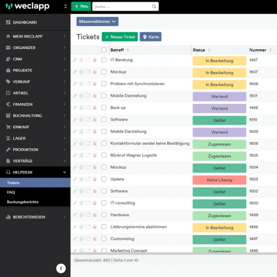 Ticketsystem Dashboard