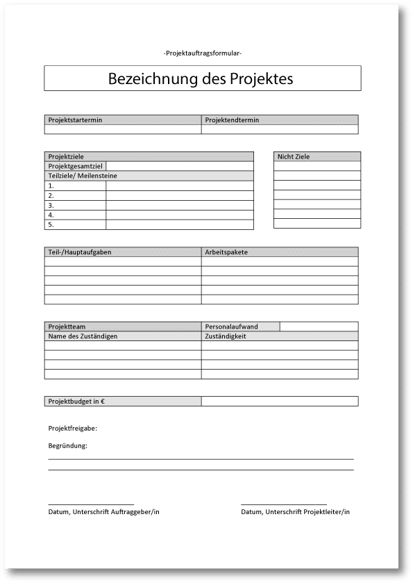 Muster Projektauftragsformular