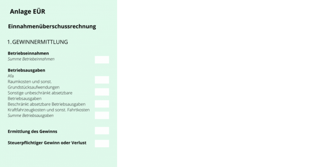 Anlage EÜR - Gewinnermittlung