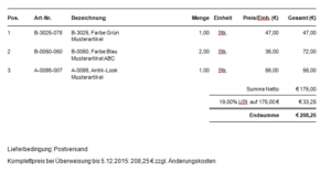 Angebotsvorlage weclapp Preise und Bestimmungen