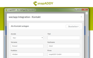 weclapp Integration Kontakt snapADDY