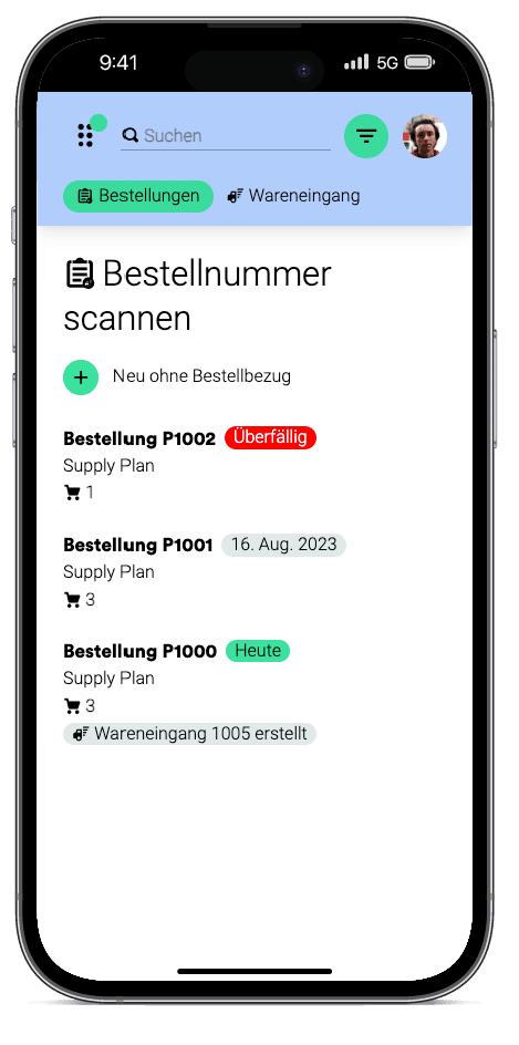 Bestellungen mobile Lager App