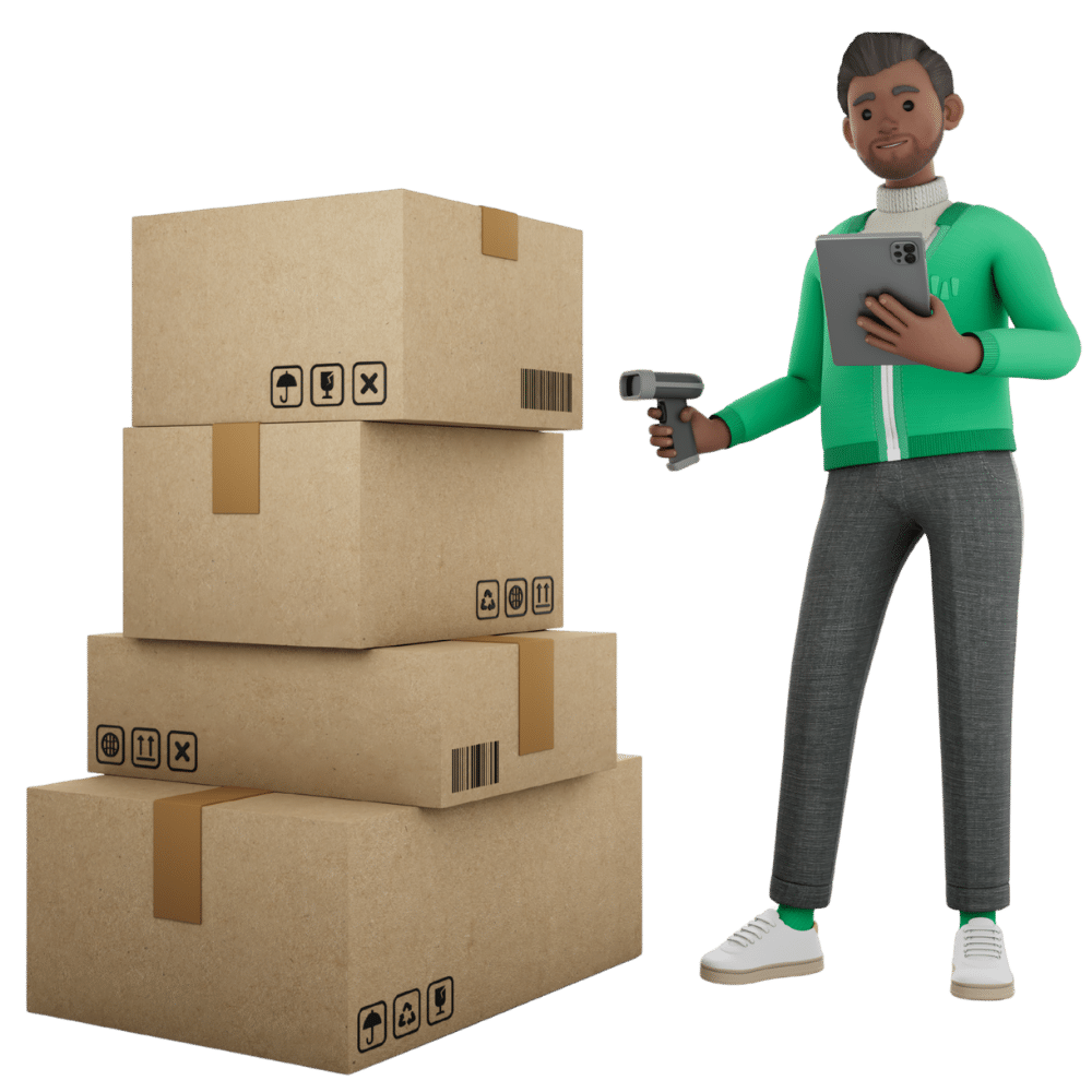 weclapp 3D Charakter Man Logistic Scanner