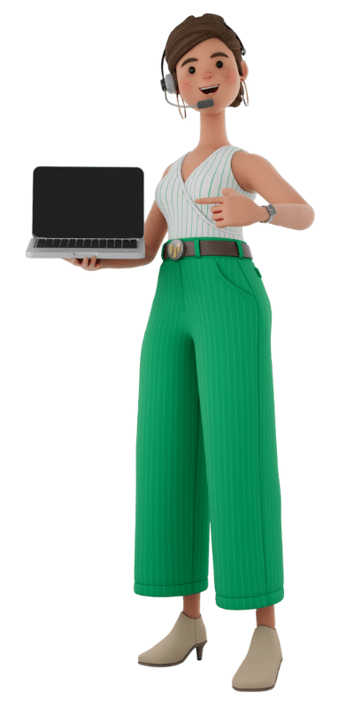 weclapp 3D Charakter Woman Sales Laptop