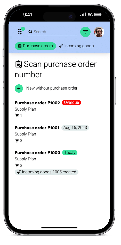 purchase order warehouse app