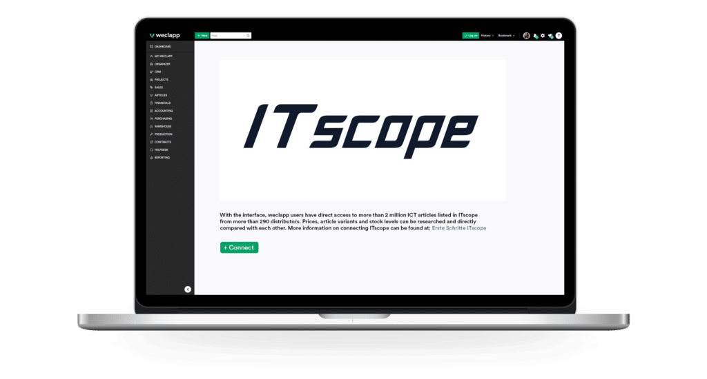 integration weclapp and ITscope